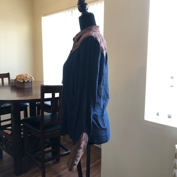 New Max Studio COLOR-BLOCK BUTTON-DOWN SHIRT - Picture 6 of 7